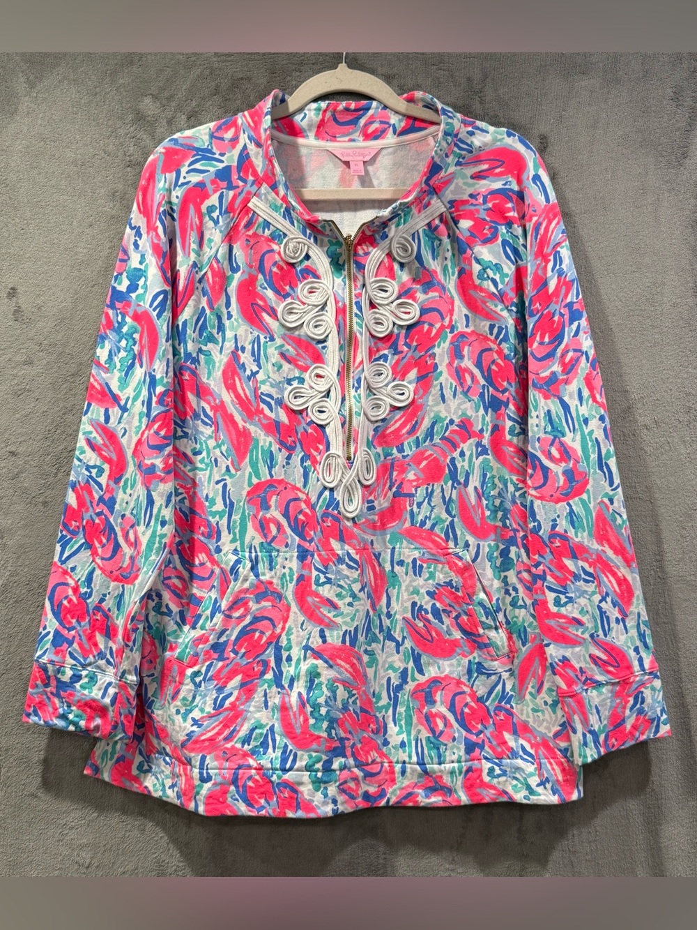 Lilly Pulitzer Size XL Skipper UPF 50 Tunic Popover Cosmic Coral Resort wear